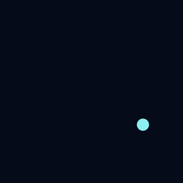 A moving cyan dot on the dark playfield.