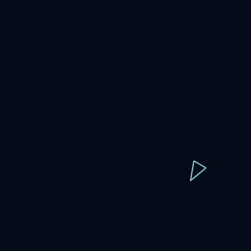 A cyan triangular ship facing its direction of movement.