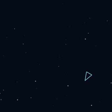 The triangular ship over three depths of scattered stars.